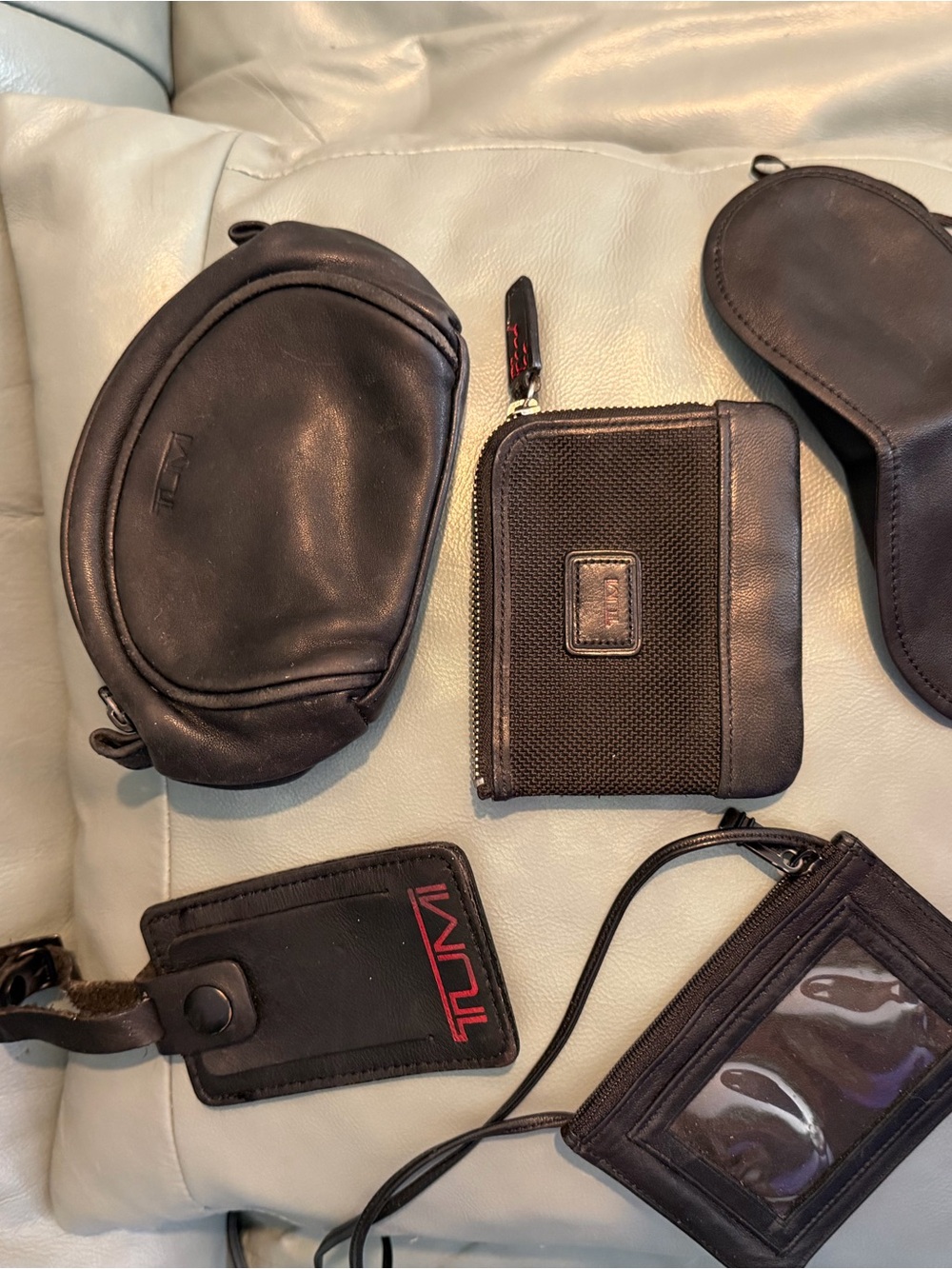 Tumi Black Travel Accessory Set with Wallet, ID Holder & Pouches